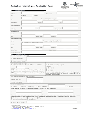 Australian Internships Application Form