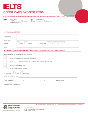 IELTS Credit Card Payment Form