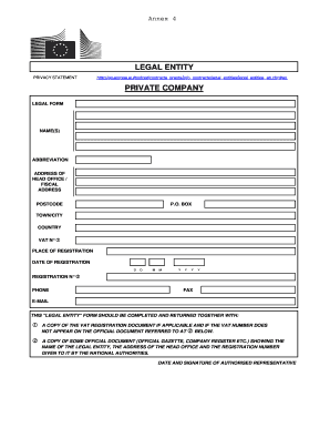 EU Legal Entity Form
