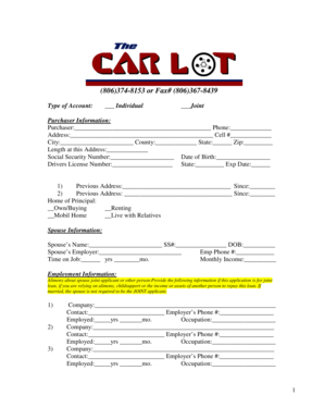 Car Loan Application Form