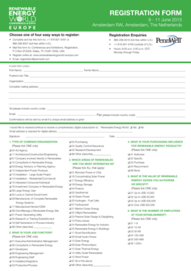 Renewable Energy World Europe Conference Registration Form