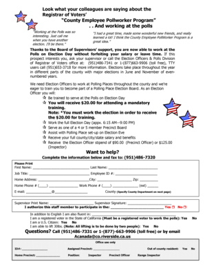County Employee Pollworker Program Application