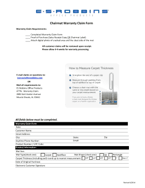 Chairmat Warranty Claim Form