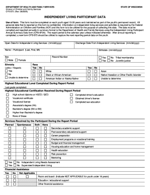 Wisconsin Independent Living Participant Data Form