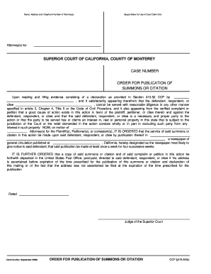California Order for Publication of Summons or Citation