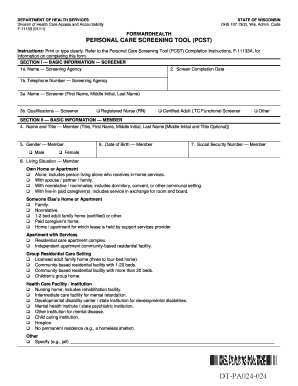 Wisconsin Personal Care Screening Tool