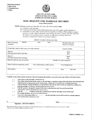 New York Marriage Records Request Form