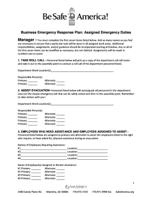 Business Emergency Response Plan