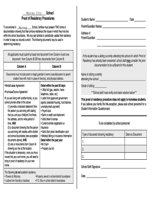 Proof of Residency Form