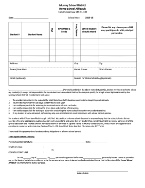 Utah Home School Affidavit