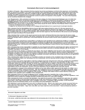 Homestyle Borrower’s Acknowledgment
