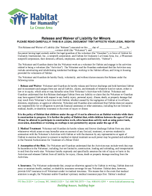 Release and Waiver of Liability for Minors