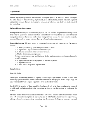Informal Letter of Agreement