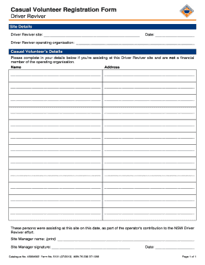 Casual Volunteer Registration Form
