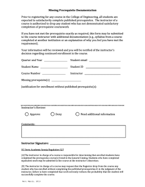 Prerequisite Documentation Form