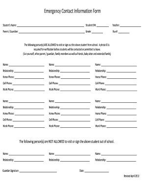 Emergency Contact Information Form