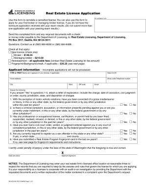 Washington Real Estate License Application