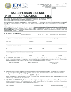 Idaho Salesperson License Application