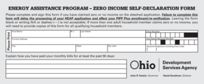 Ohio Energy Assistance Zero Income Declaration Form