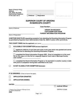 Arizona Parent Information Program Exemption Request
