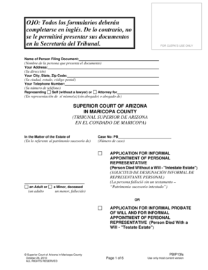 Arizona Informal Probate Application