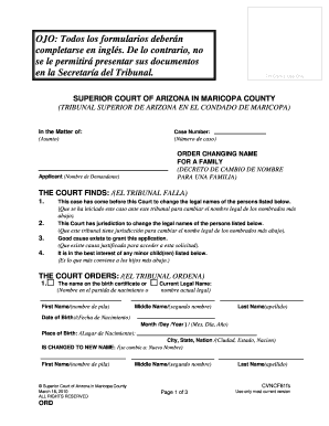 Order Changing Name for a Family
