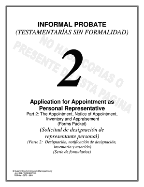 Arizona Informal Probate Personal Representative Appointment