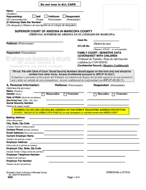 Arizona Child Support Order and Worksheet