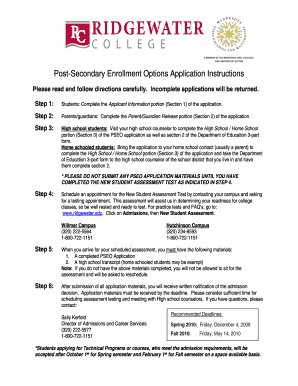 Post-Secondary Enrollment Options Application