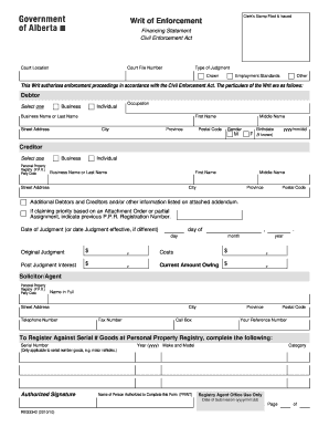 Writ of Enforcement Form