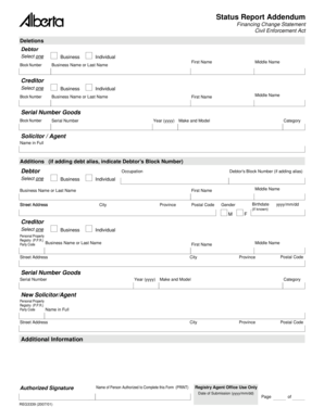 Civil Enforcement Act Status Report Addendum
