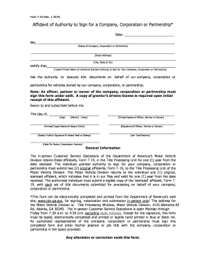 Georgia Affidavit of Authority to Sign