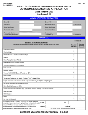 Los Angeles County Child 3-Month Outcomes Measures Application