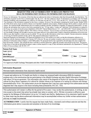 VA Form 10-0485 Authorization to Release Protected Health Information