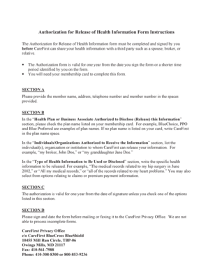 Authorization for Release of Health Information Form