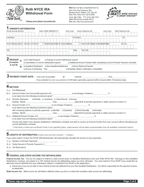 Roth NYCE IRA Withdrawal Form