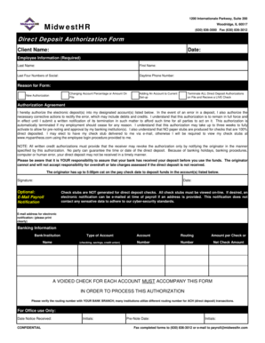 Direct Deposit Authorization Form