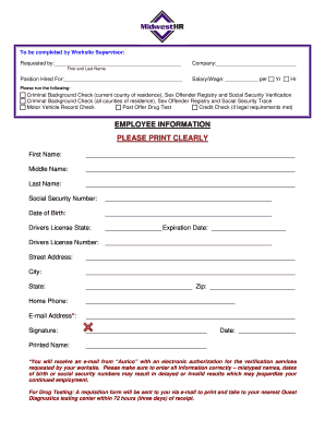 Employee Background Check Request Form