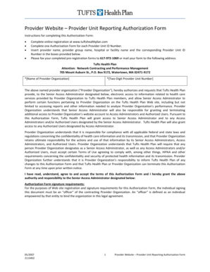 Provider Unit Reporting Authorization Form