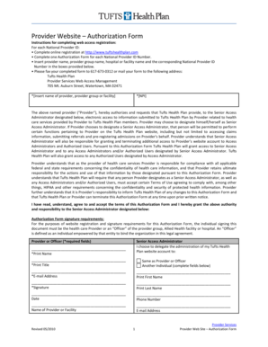 Tufts Health Plan Provider Authorization Form