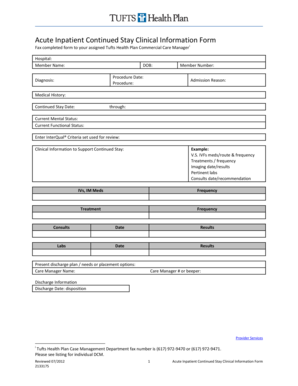 Acute Inpatient Continued Stay Clinical Information Form