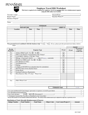 Employee Travel Expense Reimbursement Form