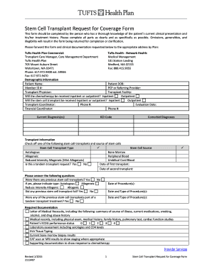 Stem Cell Transplant Request for Coverage Form