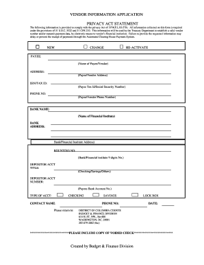 Vendor Information Application