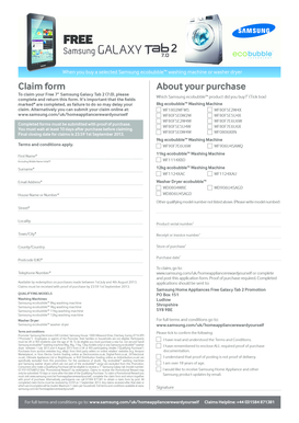 Samsung Galaxy Tab 2 Claim Form