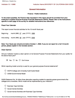 IPEDS Finance Survey Form