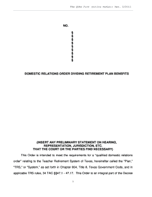 Texas QDRO Form for Teacher Retirement System
