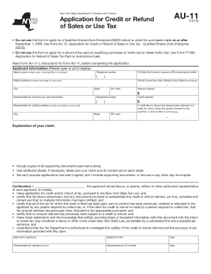 New York Sales Tax Credit or Refund Application
