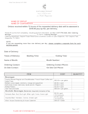 Catering Order Form