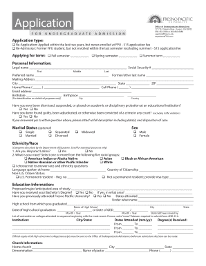 Fresno Pacific University Undergraduate Application Form